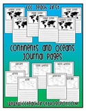 Continents/Oceans Journal Pages