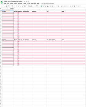 Preview of Continuation: Organizing Spreadsheet
