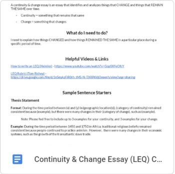 Preview of Continuity & Change Quick Guide (AP History LEQ)