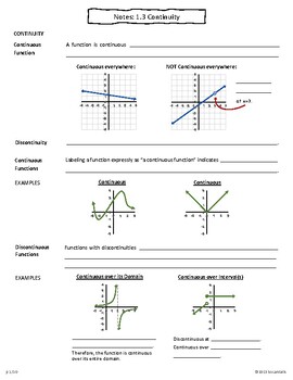 Preview of Continuity - Lesson Plan/Guided Notes