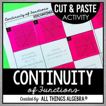 Preview of Continuity of Functions & Types of Discontinuities | Cut and Paste Activity