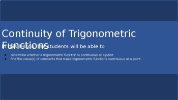 Preview of Continuity of Trigonometric Functions