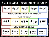 Continuous Blending Practice Cards for Short Vowels (3 Sou