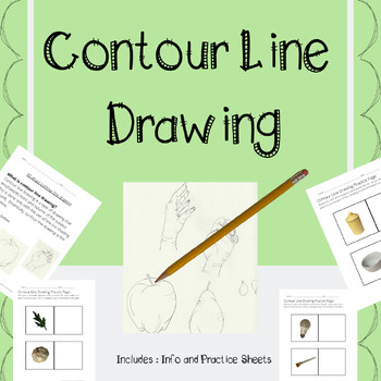 Preview of Contour Line Drawing - Art Worksheets elementary middle high school adult