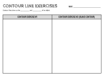 Preview of Contour Line Drawing Exercises Worksheet