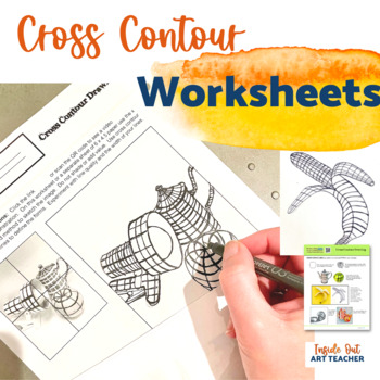Preview of Contour Line Drawing Worksheets - Middle School Art - High School Art Sub Plan