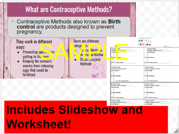 Preview of Contraceptive Methods Worksheet