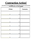 Contraction Action! Answer Sheet and Word Cards