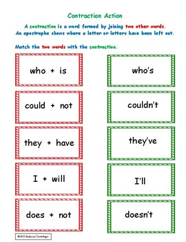 Preview of Contraction Action Sort & Match - Printable, Easel Drag & Drop with Self-Check