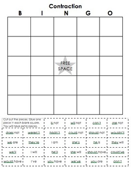 Preview of Contraction BINGO