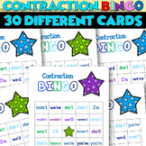 Contractions BINGO - 30 Cards | Includes Black and White cards