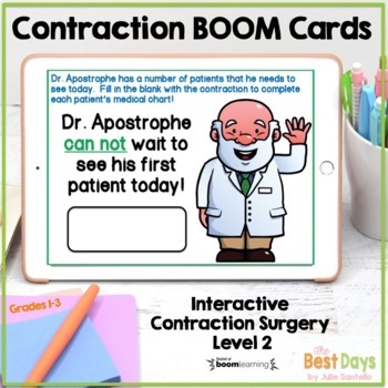 Preview of Contraction BOOM Cards Distance Learning with Dr. Apostrophe Level 2