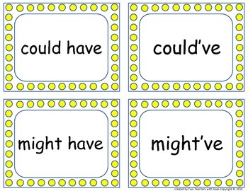 Contraction Cards - Have and Had by Miss P's Style | TpT