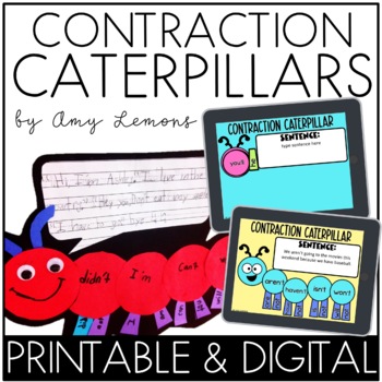 Preview of Contraction Caterpillar Craft and Contraction Writing Activity