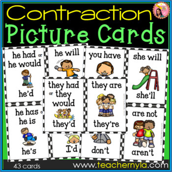 Preview of Contraction Flash Cards - Illustrated