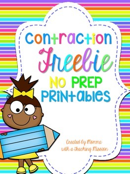 Preview of Contraction Freebie No Prep Printables