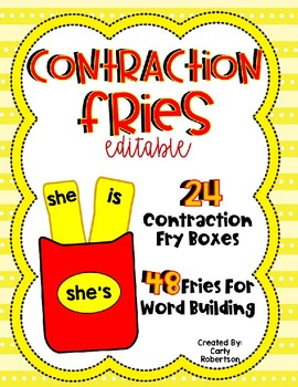 Preview of Contraction French Fries (EDITABLE)