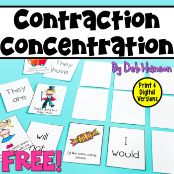 Preview of Contraction Memory Game in Print and Digital