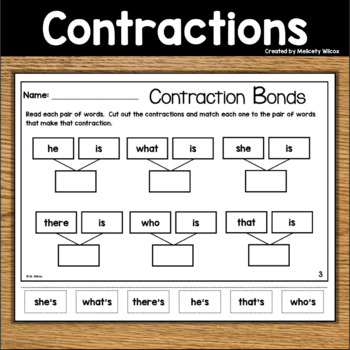 Preview of Contractions Practice Cut and Paste Worksheets