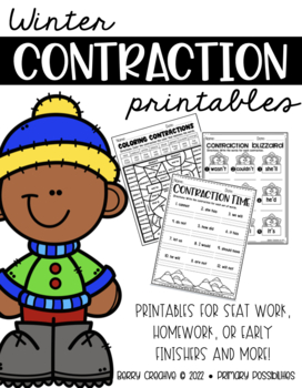Preview of Contraction Printables {Winter Themed}