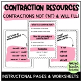 Contraction Resources for Not ('nt) and Will ('ll)