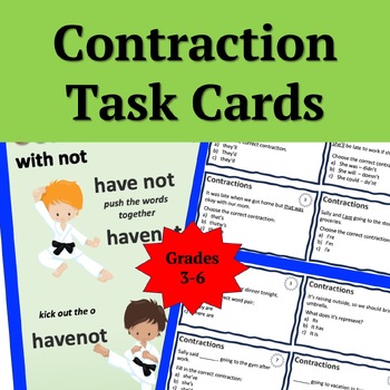 Preview of Contraction | Task Cards | Worksheets | Anchor Charts | Grade 3-6 | Lesson Plans