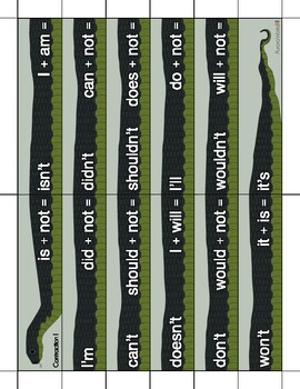 Preview of Contraction Words Snake Building - Sorting Language Work