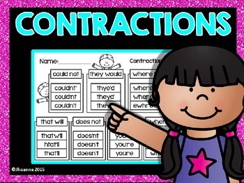 Preview of Contractions Worksheets - Apostrophes in  Contractions
