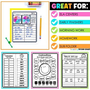 Contractions | Contraction Worksheets by Teaching Second Grade | TpT