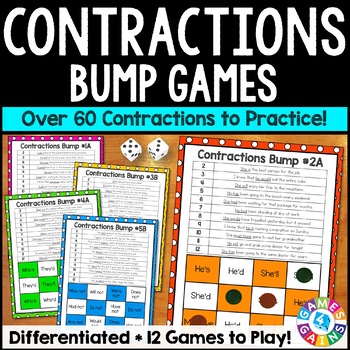 Preview of Contractions Worksheet Games With Not Is Will Grammar Practice Stations Centers