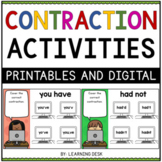 Contractions Worksheets and Activity-Google Slides for Fir