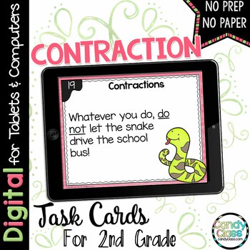 Preview of Contractions 2nd Grade Grammar Center Activity Google Slides  Digital Resources