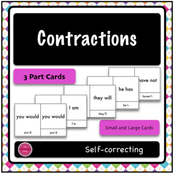 Preview of Contractions 3 Part Cards
