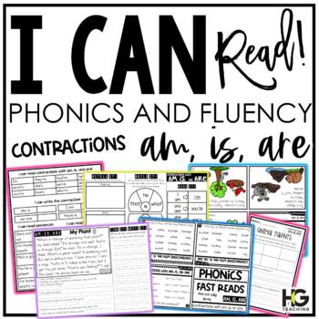 Preview of Contractions AM IS ARE | Decoding, Fluency, Reading Comprehension | I Can Read!