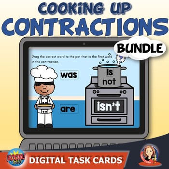 Preview of Contractions Activities Digital Task Cards Distance Learning Bundle