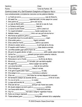 Spanish Contractions Al And Del Worksheets Teaching - 