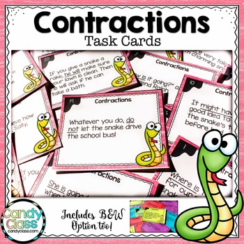 Preview of Contractions Apostrophes 2nd Grade ELA Grammar Practice Task Cards Scoot Game