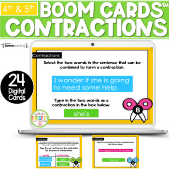 Preview of Contractions Boom Cards | Digital Task Cards