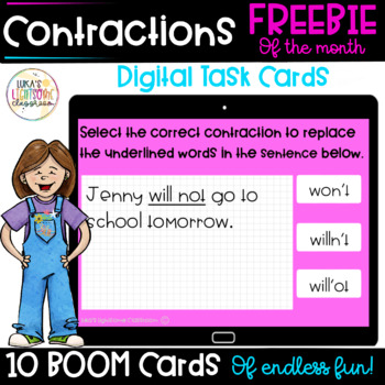 Preview of Contractions Boom Cards | Freebie of the Month
