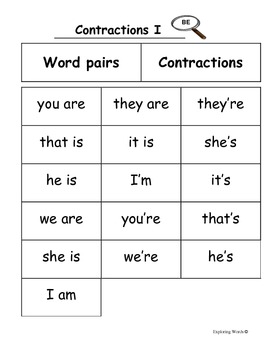 Preview of * Contractions Bundle Word Sort - Exploring Words