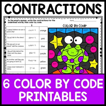 Preview of Contractions Color by Code