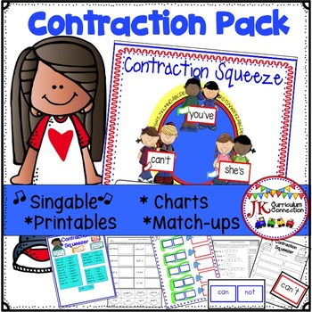 Preview of Contractions Song & Literacy Activities