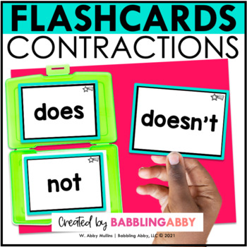 Preview of Contractions Flash Cards - Task Cards for Kindergarten and First Grade