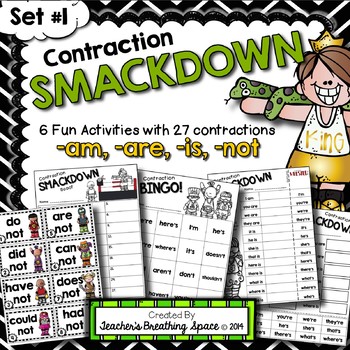 Preview of Contractions Games  |  Scoot, Bingo, Posters & More  {am, are, is, not}