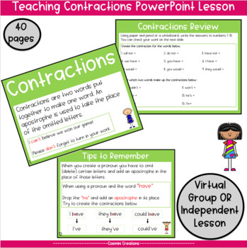 Contractions Grammar PowerPoint by Carly Cosmini - Cosmini Creations
