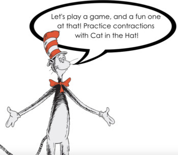 Preview of Contractions; Interactive Smartboard Lesson Taught by the Cat in the Hat!
