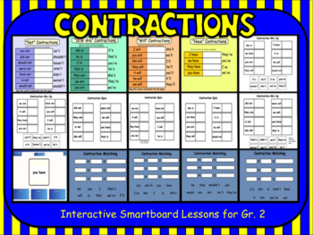 Preview of Contractions:  Interactive Smartboard Lessons for Gr. 2
