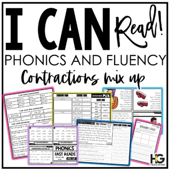 Preview of Contractions MIX UP | Phonics Fluency and Reading Comprehension | I Can Read!