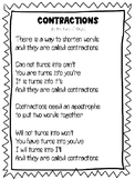 Contractions Poem and Activity - for Shared Reading