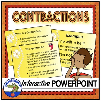 Preview of Contractions PowerPoint with Flash Cards